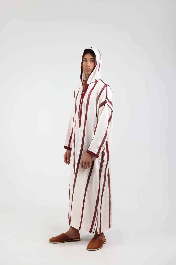 Djellaba Sousdi Royal White Burgundy Side